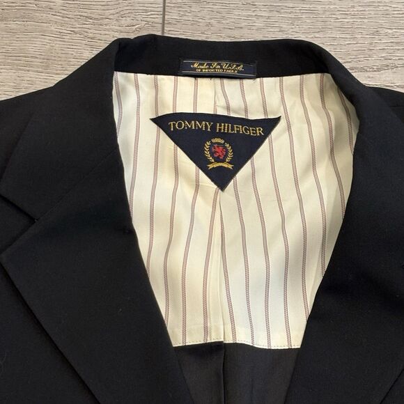 Tommy Hilfiger Black Wool Sport Jacket Suit Blazer Men's 42R Vintage - Picture 3 of 9